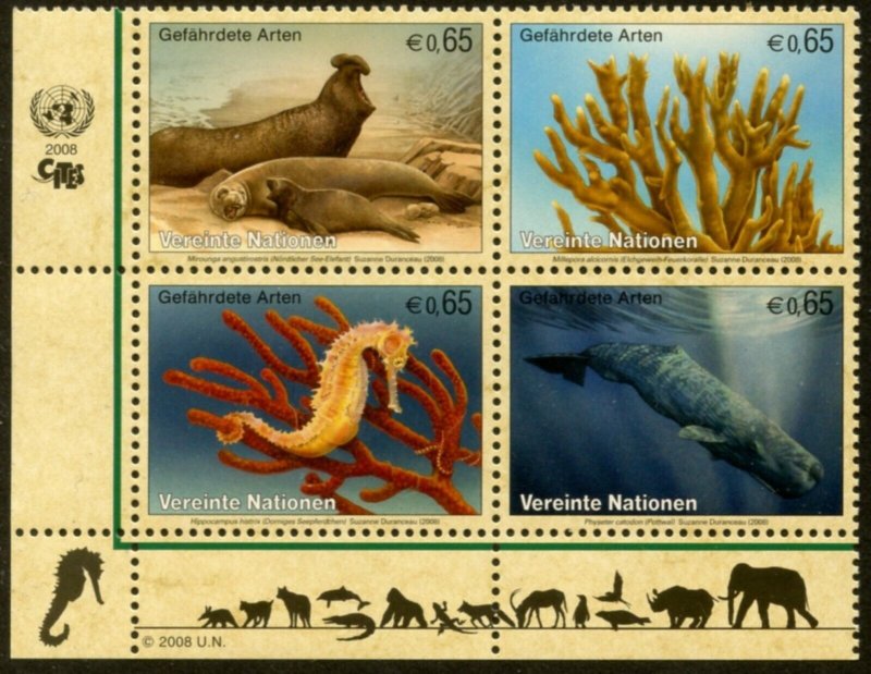 UNITED NATIONS Sc#NY 949-952 GE 480-483 VI 417-20 2008 Endangered Species MNH