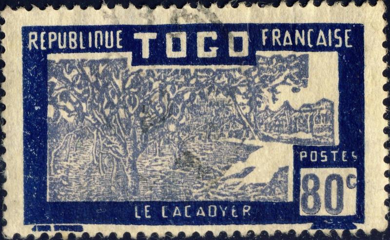 TOGO - 1938 -Yv.155 / Mi.89 80c bleu-foncé & lilas - Oblitéré TB