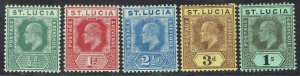 ST LUCIA 1904 KEVII RANGE TO 1/-