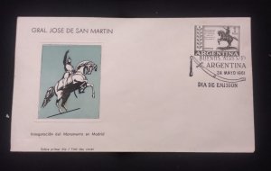 D)1961, ARGENTINA, FIRST DAY COVER, ISSUE, INAUGURATION OF MONUMENT TO