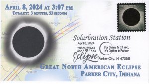 24-043, 2024, Total Eclipse 2024,  Event Cover, Pictorial Postmark, Parker City