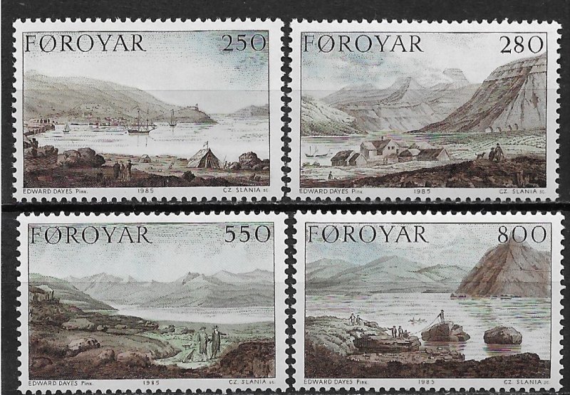 1985 Faroe Islands 121-4 Dayes' Landscapes MNH C/S SCV$7.00