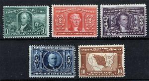 US Sc 323-327 Paper Hinge Remnants Original Gum Louisiana Purchase Set