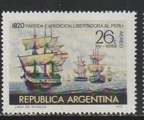 1970 Argentina - Sc C130 - MH VF - 1 single - Fleet leaving Valparaiso