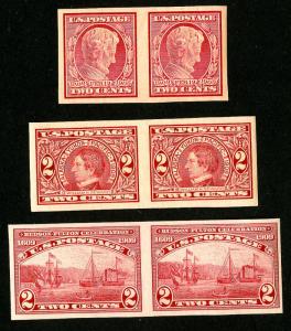 US Stamps # 368, 371, 373 Superb OG NH Horizontal Pairs Scott Value $210.00