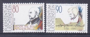 Liechtenstein 957-58 MNH 1991 Wolfgang Mozart & St. Ignatius of Loyola Set