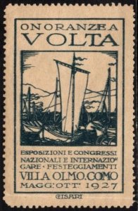 1927 Italy Poster Stamp 100th Anniversary Honoring Alessandro Volta May-October