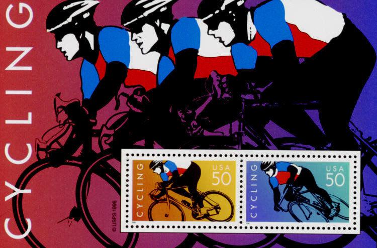 1996 50c Cycling, Souvenir Sheet of 2 Scott 3119 Mint F/VF NH