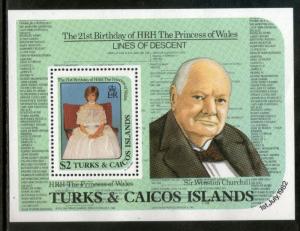 Turks & Caicos Islands 1982 Princess Diana & Winston Churchil Sc 534 M/s MNH ...