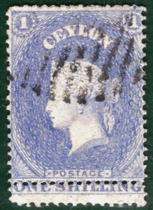 CEYLON QV PENCE Classic SG.26var 1s Slate-Vio' DOUBLE PERFORATION Variety SBB15