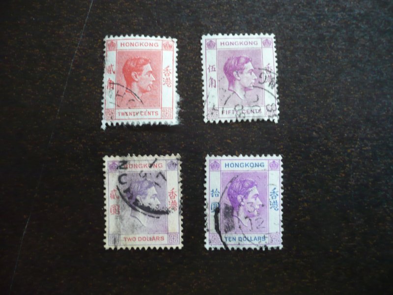 Stamps - Hong Kong - Scott# 159b,162,164a,166a - Used Part Set of 4 Stamps