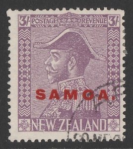 SAMOA 1926 'SAMOA' on KGV Admiral 3/- mauve, wmk upright.