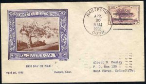 United States First Day Covers #772-1, 1935 3c Connecticutt, Grandy cachet in...