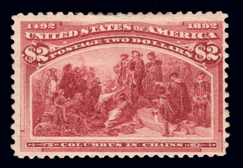 US # 242 $2 COLUMBIAN MINT OG H CAT. $1,100 LOT #9639