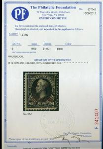 Guam Scott #13 Overprint Mint Stamp w/PF Cert (Stock Guam #13-PF2)