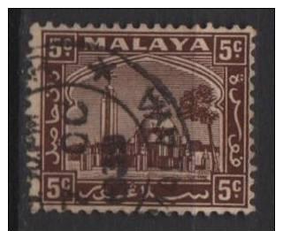 Malaya Selangor 1935 - Scott 48 used - 5c, Mosque at Klang 