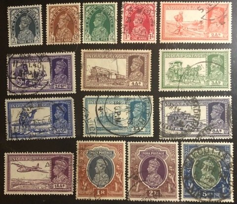 India Scott #150-160, 161A-164 F/XF George VI Used  Cat. $6.00