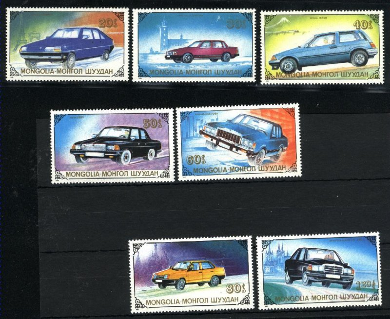 Mongolia 1802-08 automobiles Mint NH VF 1990   PD