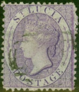 St Lucia 1864 (6d) Mauve SG13a Fine Used (2)