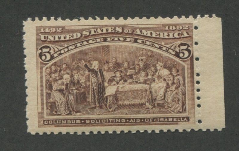 1893 US Stamp #234 5c Mint Never Hinged Fine Catalogue Value $150