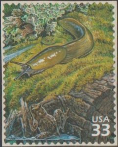 3378j, Single. Banana Slug & Tailed Frog, Stair-stepped Moss MNH, .33 cent