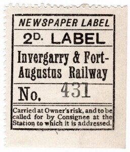 (I.B) Invergarry & Fort Augustus Railway : Newspaper Parcel 2d (cream paper)