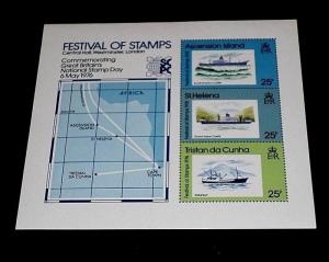 ASCENSION #214a, 1976, STAMP FESTIVAL, SHIPS, SOUVENIR SHEET, MNH, NICE LQQK