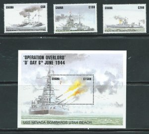 Ghana 1697-1700 WWII D-Day set and s.s. MNH