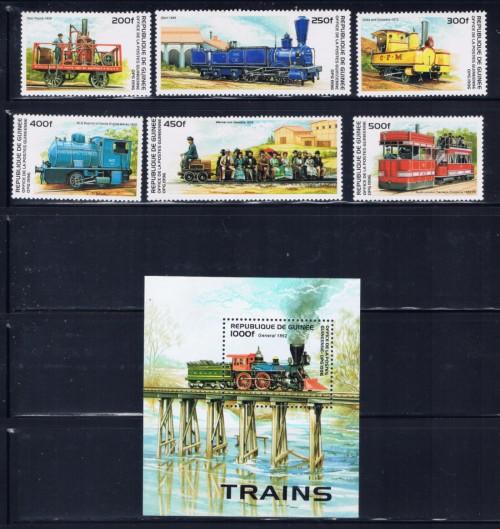 Guinea 1354-60 NH 1996 Trains set 