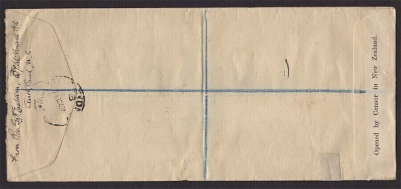 New Zealand 1942 Reg. censor cover Australia - Scarce