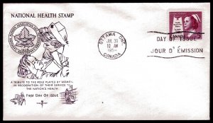 Canada 380 National Health FDC Rosecraft cachet July 30, 1958 faults