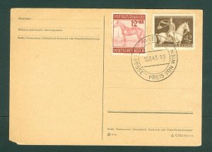 Germany. 1943 Postcard Wien. Semi-Postal. Scott# B. 243+B. 245 Horses. Unposted