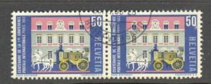 SWITZERLAND Sc# 427 USED FVF Pair Post Office Building Paris