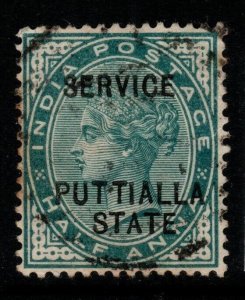 INDIA-PATIALA SGO6 1890 ½a BLUE-GREEN USED