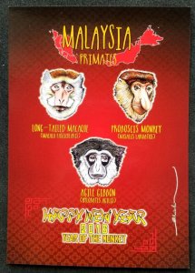 Malaysia Primates 2016 Chinese Lunar Year Of The Monkey Zodiac (postcard) MNH