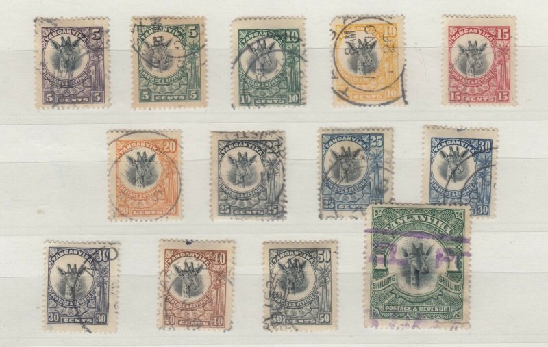 Tanganyika KGV 1922 Giraffe Set To 1/- Fine Used J8453