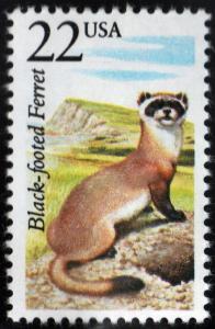 SC#2333 22¢ North American Wildlife: Black-footed Ferret (1987) MNH