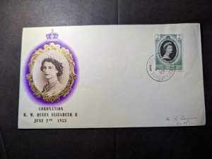 1953 British Virgin Islands Souvenir QE2 Coronation Cover Tortola