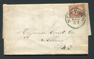 1853 Stamped Folded Letter - New York, NY to Albany, NY