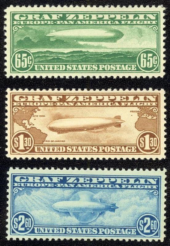 #C13-15, F/VF-OG-LH. Zeppelin Set. Cat $1315