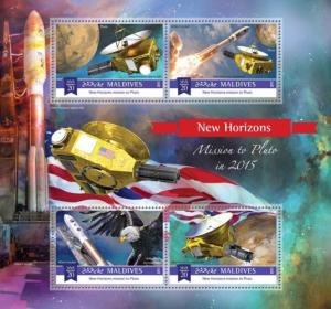 MALDIVES 2015 SHEET SPACE NEW HORIZONS MISSION TO PLUTO SPACECRAFT mld15801a
