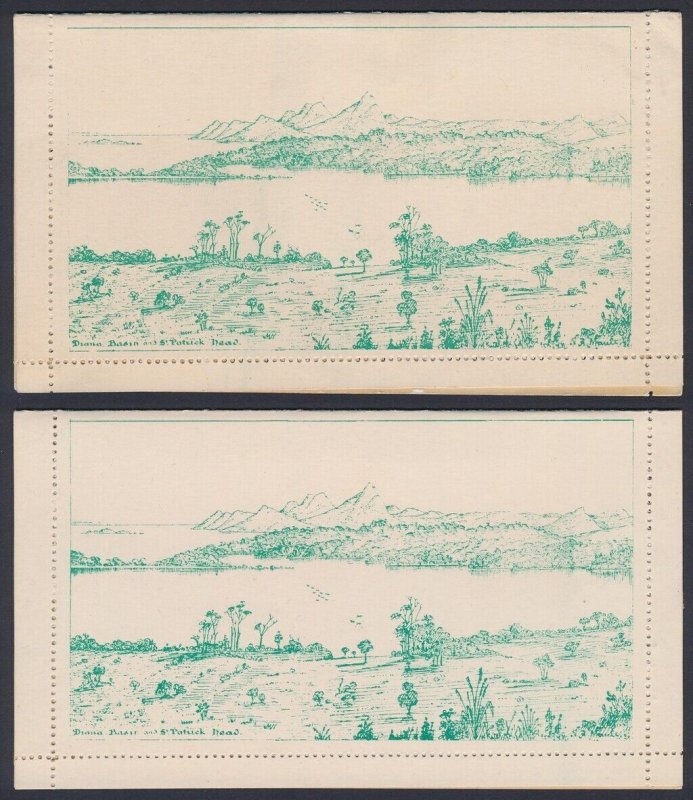 TASMANIA Lettercard 1898 QV 2d green, both normal example & SPECIMEN.