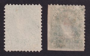 NEW BRUNSWICK SC# 8 & 8a yl.grn & bl.grn. MNGVF & UVG VICTORIA  PF12 Unwmkd 1860