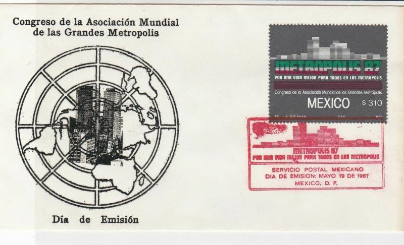 mexico 1987 association of grand metropolis stamps cover ref 20282