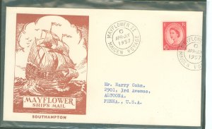 Great Britain 296 Mayflower Maiden Voyage Apr.- July 1957 addressed.