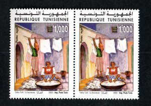 2003- Tunisia- 100th Anniversary/the Birth of Yahia Turki- Painting- Pair