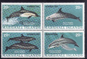 Marshall Is.-Sc#57a- id9-unused NH set-Marine Life-Dolphins-1984-