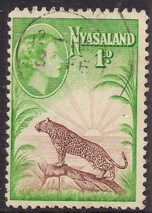 Nyasaland 1953 - 54 QE2 1d Brown & Green used SG 174 ( H1316 )