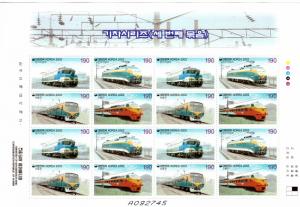 South Korea 2002 Sc#2076 LOCOMOTIVES/TRAINS Mini-Sheetlet (16) MNH