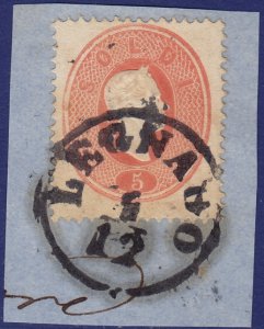 Lombardy-Venetia - 1861 - Scott #13 - used on piece - LEGNAGO pmk